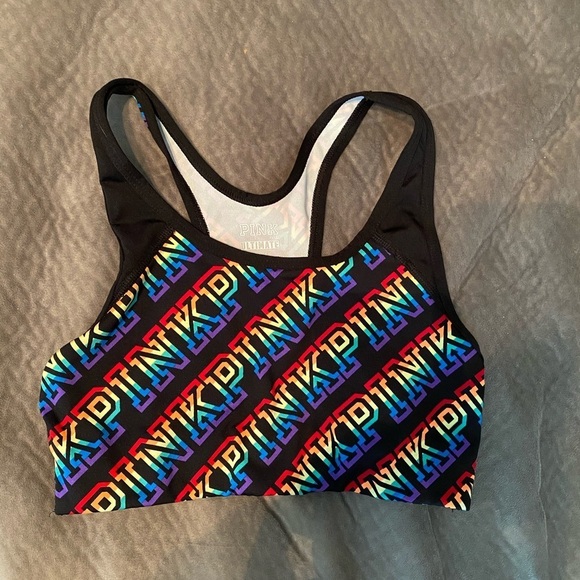 PINK ultimate rainbow sports bra